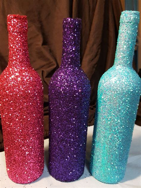 Glitter Wine Bottles Wine Bottle Crafts Wrapped Wine Bottles Bottles