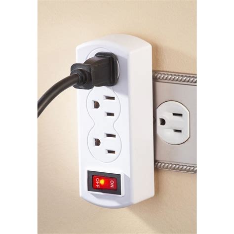 Triple Plug Outlet Adapter Onoff Switch Grounded Wall Tap Home Office