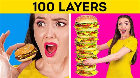 100 Layers Of Food Challenge Extreme Layers Challenge By 123 Go