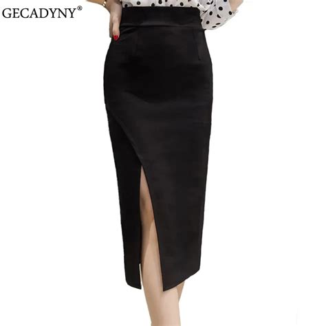 S 5xl Women Pencil Skirt Plus Size New Fashion Mid Calf Long Skirt Casual Bodycon Skirt Elegant