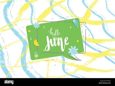 Set Of Hello June Banners Element For Summer Graphic Design Vector