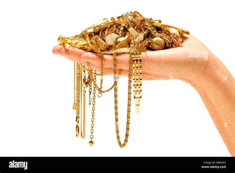 Hand Holding Expensive Gold Jewelry Stock Photo Alamy