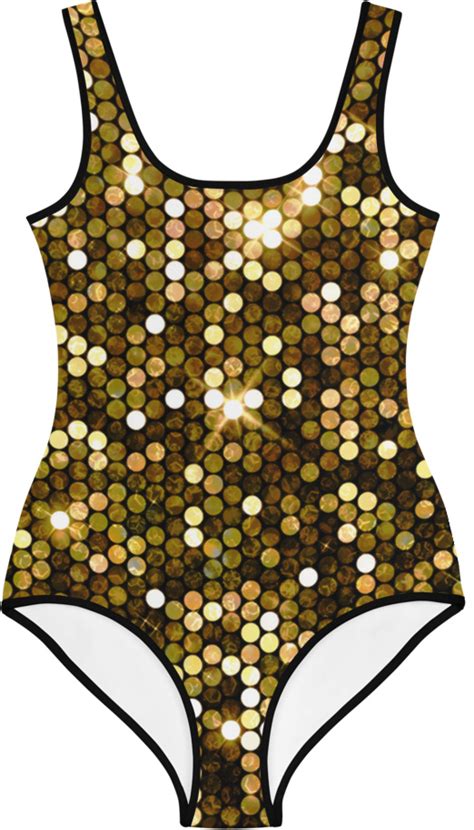 Gold Sparkle One Piece Swimsuit For Kids Sporty Chimp Legging