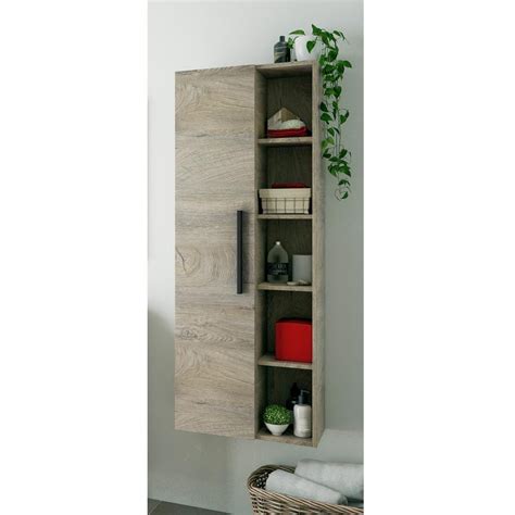 Pack Baño Roble Alaska Mueble Lavabo Espejo Columna