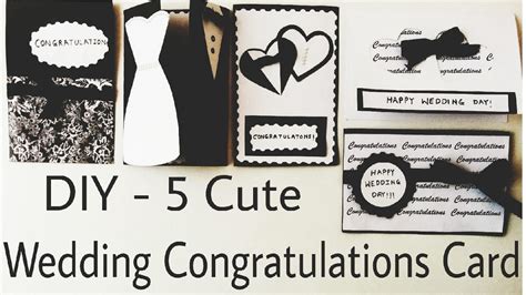 Diy 5 Cute Wedding Congratulation Cards Handmade Cards Easy Craft
