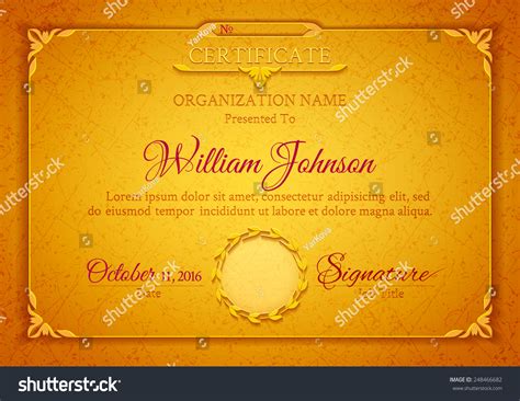 Golden Classic Certificate Marble Texture Vintage Stock Vector Royalty
