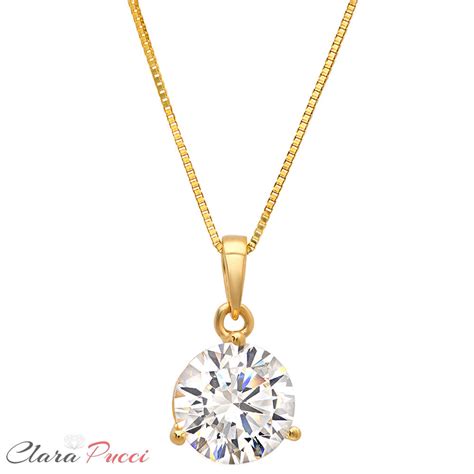 14k gold chain and pendant. 2.0 CT Round Cut Simulated Diamond 14K Yellow Gold Pendant Necklace + 18" Chain | eBay