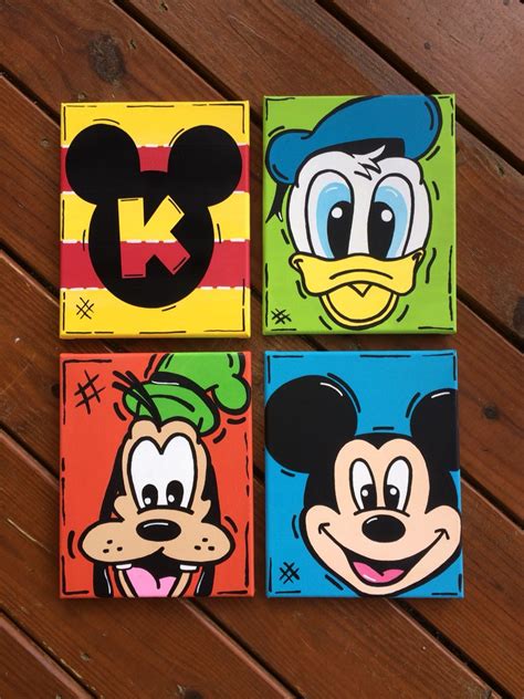 Easy canvas paintings are in trend and getting highly popular among art lovers. Hand painted Mickey Mouse Clubhouse Canvas | Disney canvas ...