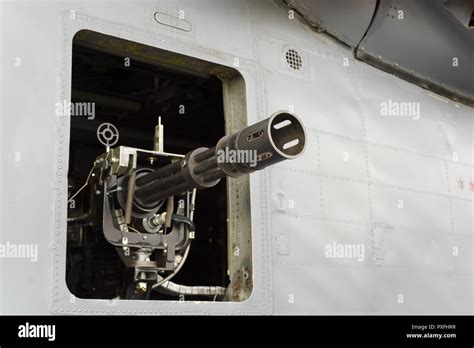 Gau 17 Or M134 Minigun Mounted On A Military Helicopter An