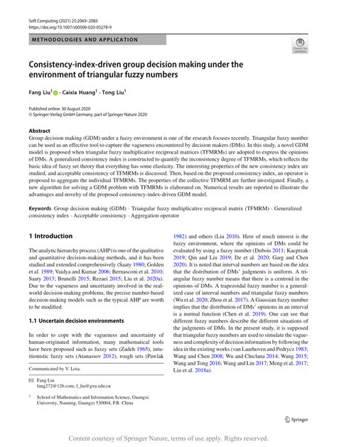 Consistency Index Driven Group Decision Making Under The Environment Of