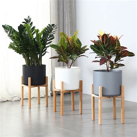 Floor Planters Indoor Plants | Beech Wood Floor Potted Rack | Wooden