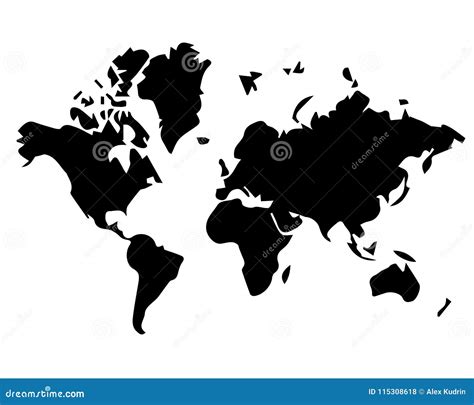 mapa del mundo blanco y negro ilustración del vector ilustración de oriente planeta 115308618