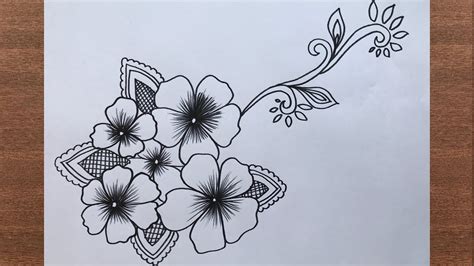 Easy Flower Design Drawing Step By Step So The First Flower Doodle I