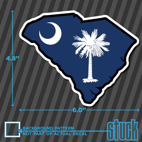 South Carolina State Flag Map 60x48 Printed Vinyl Decal Sticker