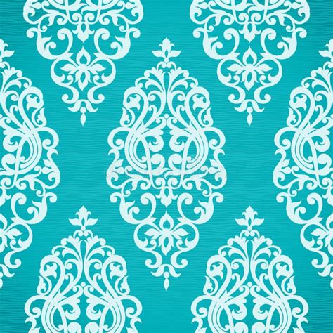 Turquoise Floral Damask Seamless Pattern Stock Illustrations 1763