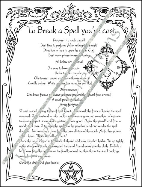 Homemade Halloween Spell Book Page Break A Spell Youve Cast Black