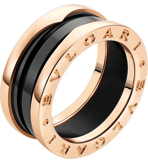 Bvlgari Bzero1 18ct Rose Gold And Ceramic Ring Black Ceramic Ring