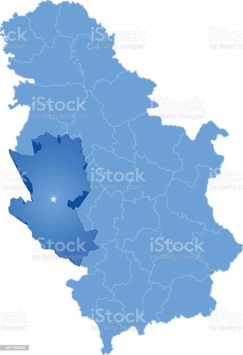 Map Of Serbia Subdivision Zlatibor District Stock Illustration
