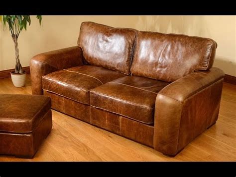 Stretch out in style on one of ethan allen's custom leather sofas. Distressed Leather Sofa with Nailhead Trim UK - YouTube