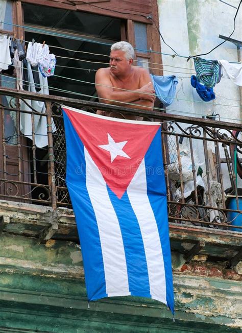 Havanacuba July 262006 Man Standing On The Balcony With The Cuban