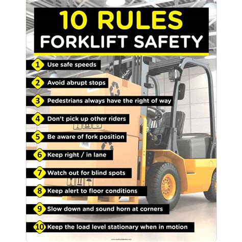 Safety Poster Ten Rules Forklift Safety Visual Workplace Inc