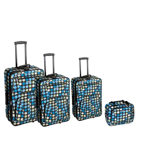 Rockland Polka Expandable Luggage 4 Piece Softside Luggage Set Mulblue