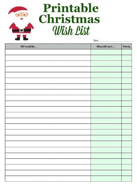 Christmas Day Wish List Template Free Word Templates