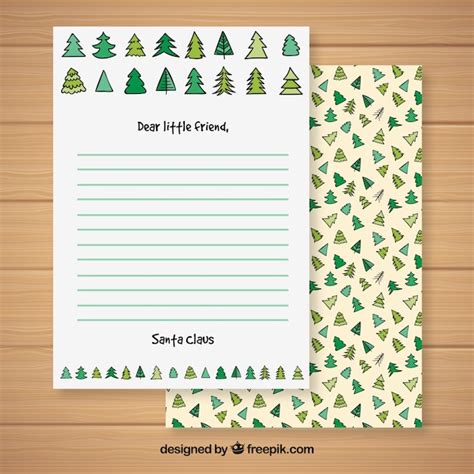 Free Vector Christmas Letter Template With A Christmas Tree Pattern