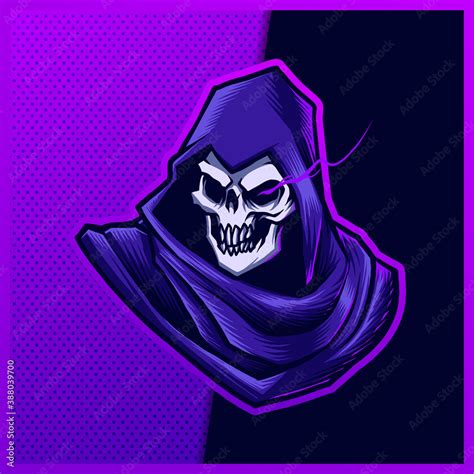 Purple Grim Reaper Esport And Sport Mascot Logo Design With Modern