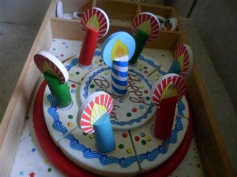 Melissa And Doug Wooden Happy Birthday Party Cake Pretend Play 28 Pc In
