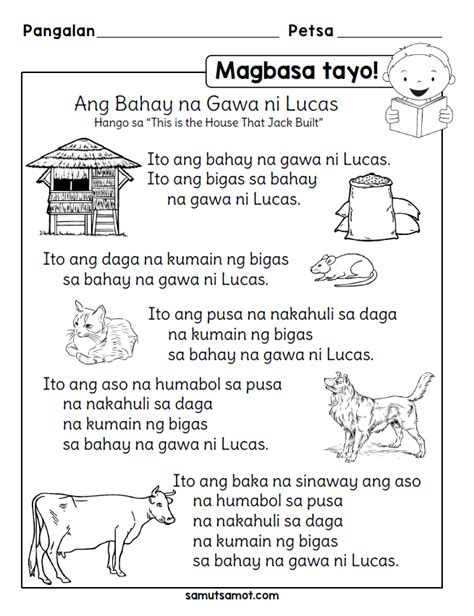 Worksheet For Grade 1 Filipino Pagbasa Week Of Mourning