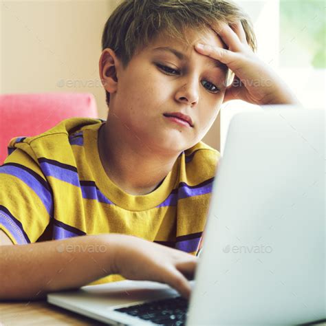 Unhappy Bored Boy Tired Computer Studying Concept Stock Photo By Rawpixel
