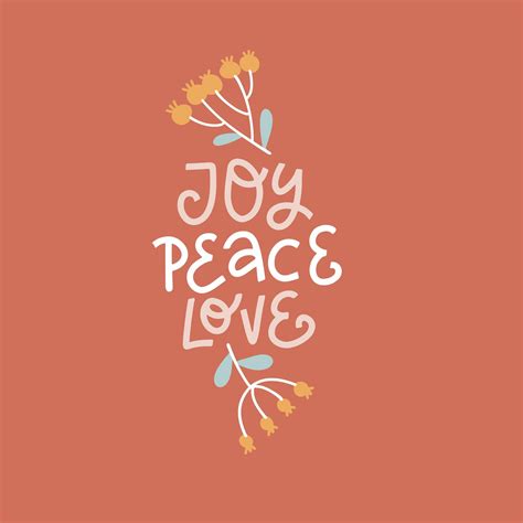 Joy Peace Love Hand Drawn Lettering Text Christmas Card With Custom
