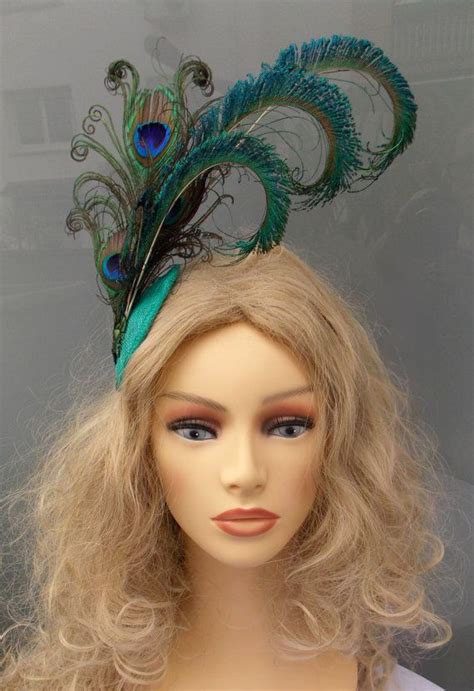 Peacock Feathers Headpiece Peacock Feathers Headdress Green Etsy