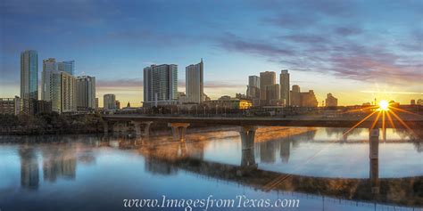 Austin Sunrise From Lamar Bridge Pano 2 Austin Texas Images From Texas