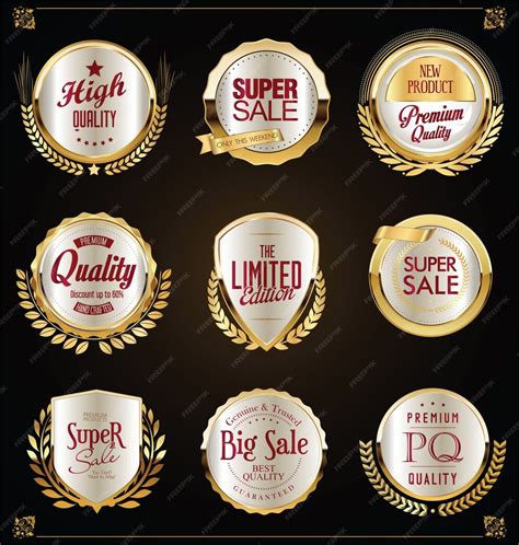 Premium Vector Super Sale Golden Retro Badges And Labels