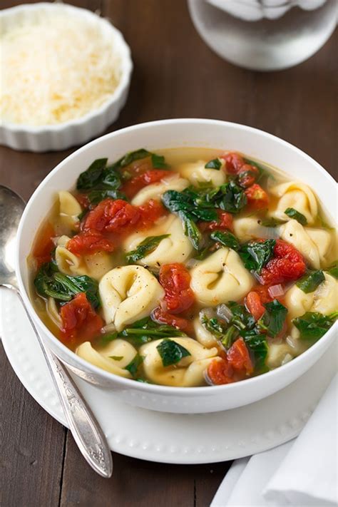 Fresh Spinach Tomato And Garlic Tortellini Soup Cooking Classy