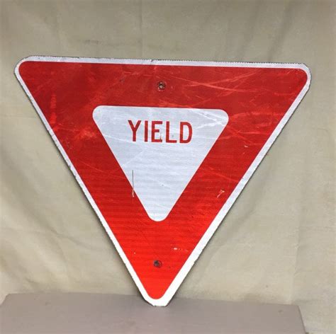 Retired Highway Triangle Yield Sign Metal Penna Road Sign Traffic