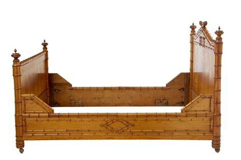 Sleep comfier, cleaner, & cooler. 19th Century French Carved Faux Bamboo Pine Double Bed ...