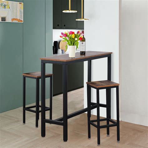 Caydena wood counter height return swivel stool, rustic gray. 3 Pieces Bar Table Set Counter Height Bar Dining Table w ...