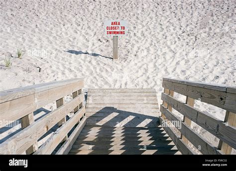 A Beach Sign On A Fire Island Beach Designating It Closed To Swimming Stock Photo Alamy