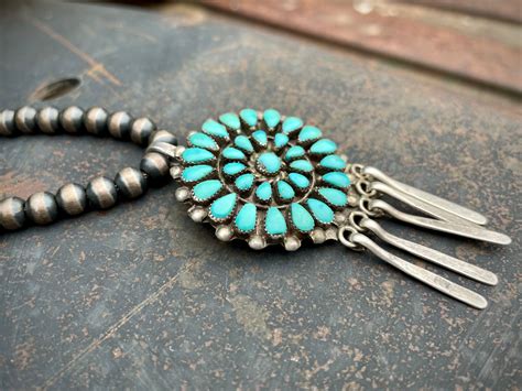 RESERVED For P Vintage Zuni Turquoise Cluster Pendant No Necklace