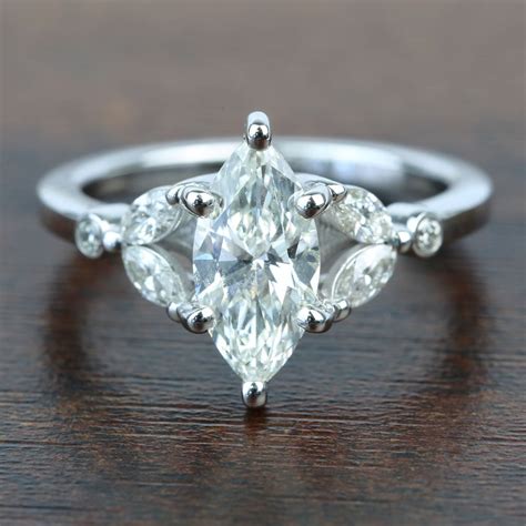 Antique Marquise Diamond Engagement Ring In White Gold
