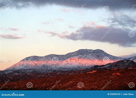 Beautiful Winter Sunset With Snow Covered Santa Catalina Pusch Ridge