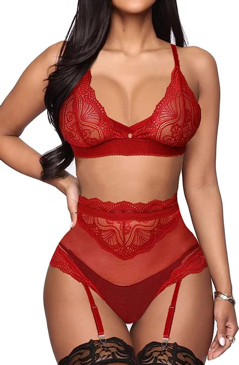 Buy Aranmei Womens Sexy Lingerie Sets With Garter And Stockings Lace