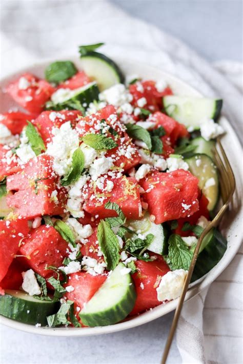Watermelon Feta Salad With Cucumber And Mint Gluten Free