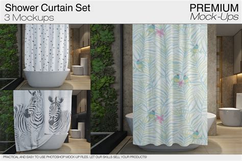 Download Shower Curtain Mockups | Creative Photoshop Templates ~ Creative Market
