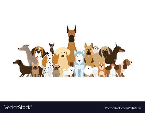Group Dog Breeds Royalty Free Vector Image Vectorstock