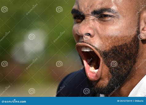 An Unshaven Black Male Yelling Stock Image Image Of Shouts Bearded