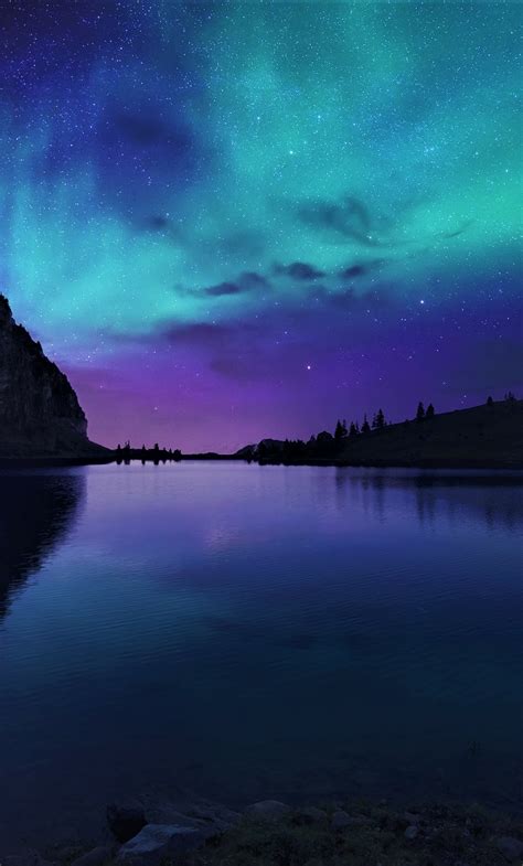 1280x2120 Aurora Borealis Northern Lights Over Mountain Lake Iphone 6